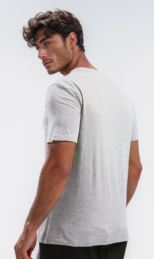 O193143 Heather Light Beige Printed Cotton Summer Tee