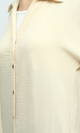 O193264 Long Sleeves Buttoned Biege Shirt Dress With Side Slit