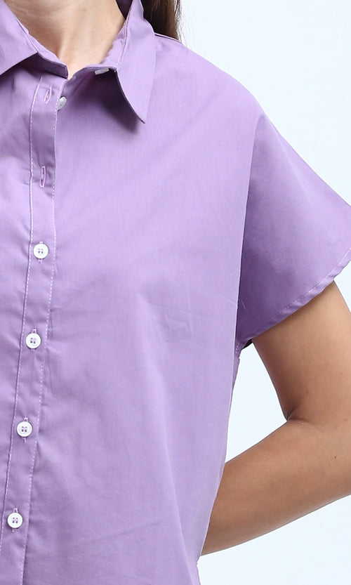 O193266 - Short Sleeves Purple Solid Short Shirt