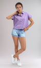 O193266 - Short Sleeves Purple Solid Short Shirt