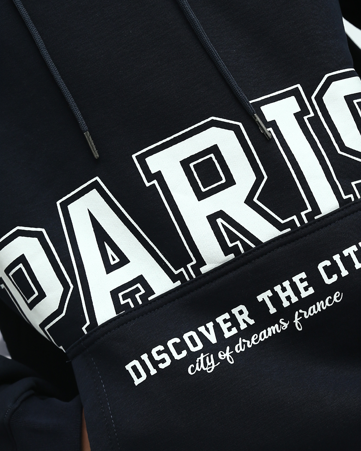 Ravin Paris Varsity Logo Heavyweight Hoodie- Navy - O193403