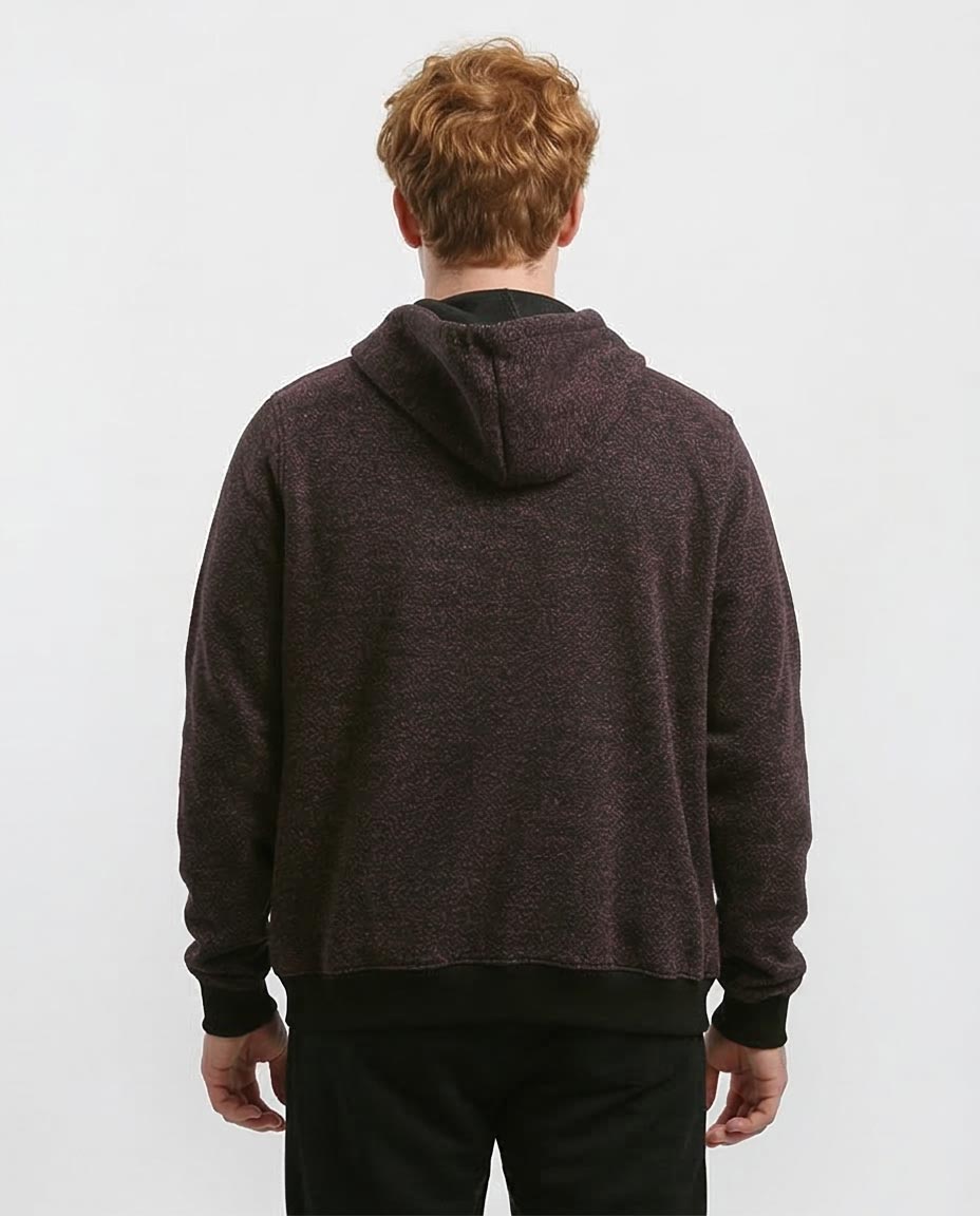 Ravin Men's Marled Zip-Up Hoodie – Burgundy & Black - o193406