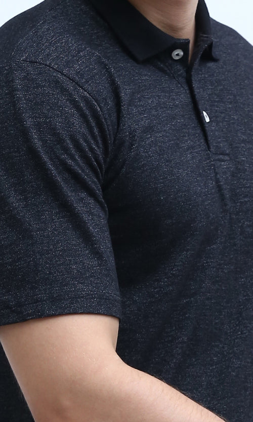 o193410-Regular Fit Polo Shirt With Classic Collar - Black
