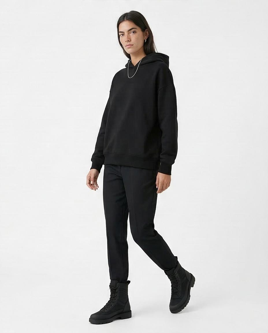 Ravin Women's Heavyweight Fleece Boxy Hoodie – Midnight Black - o193457