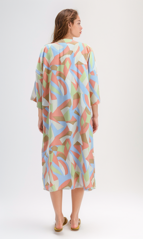 كارديجان منقوش متعدد الألوان مريح بأكمام 3/4