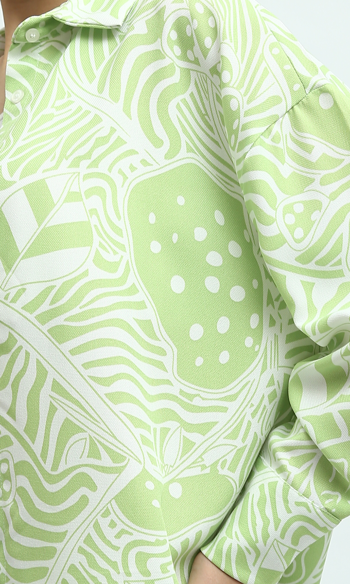 O193470 Summer Fashionable Long Sleeve Shirt - Light Green