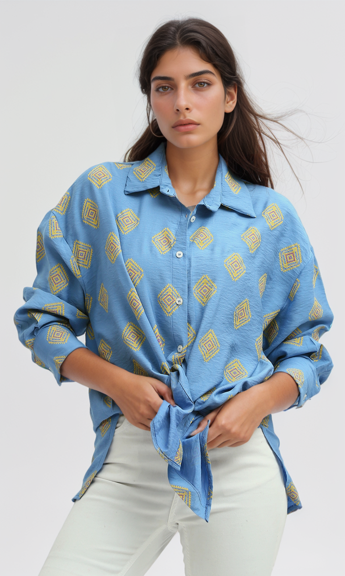 O193474 Long Sleeves Casual Full Cover Patterned Shirt