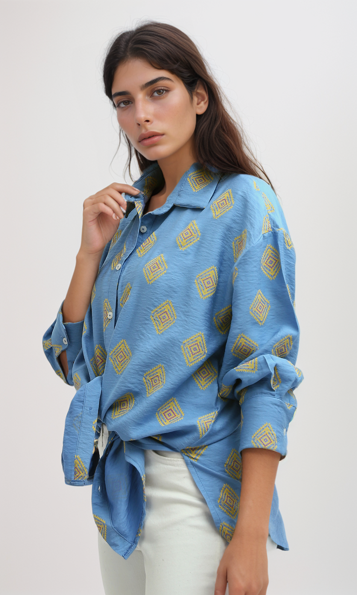 O193474 Long Sleeves Casual Full Cover Patterned Shirt