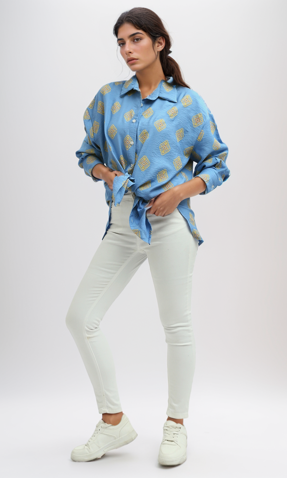 O193474 Long Sleeves Casual Full Cover Patterned Shirt