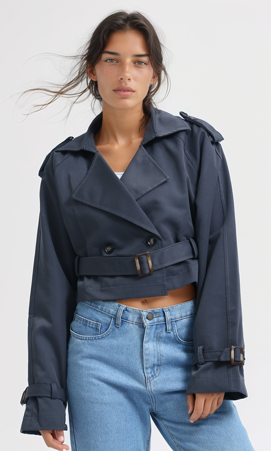 o194904-CROPPED TRENCH JACKET - GREY