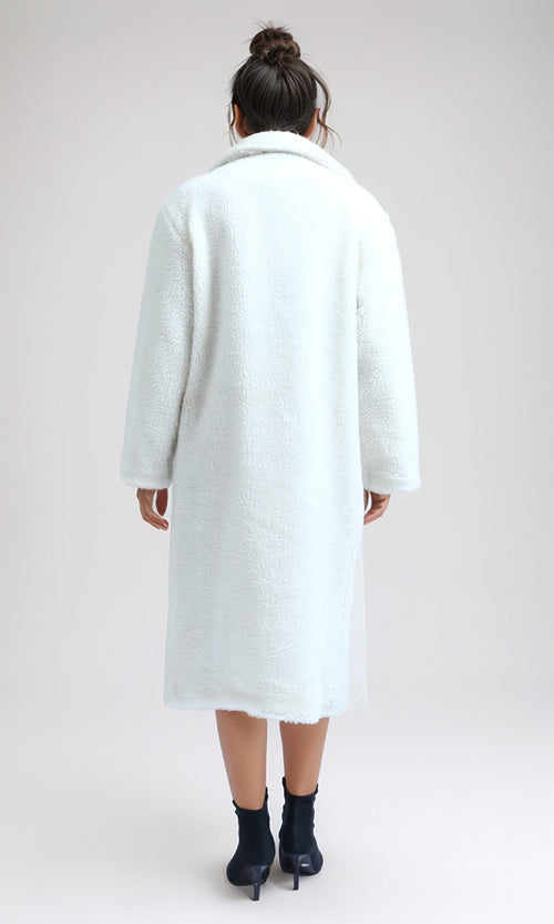 O194914 - Regular Fit Faux Fur Coat - Off-White