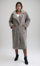 O194915 - Regular Fit Faux Fur Coat - Coffee