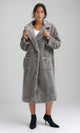 O194915 - Regular Fit Faux Fur Coat - Coffee