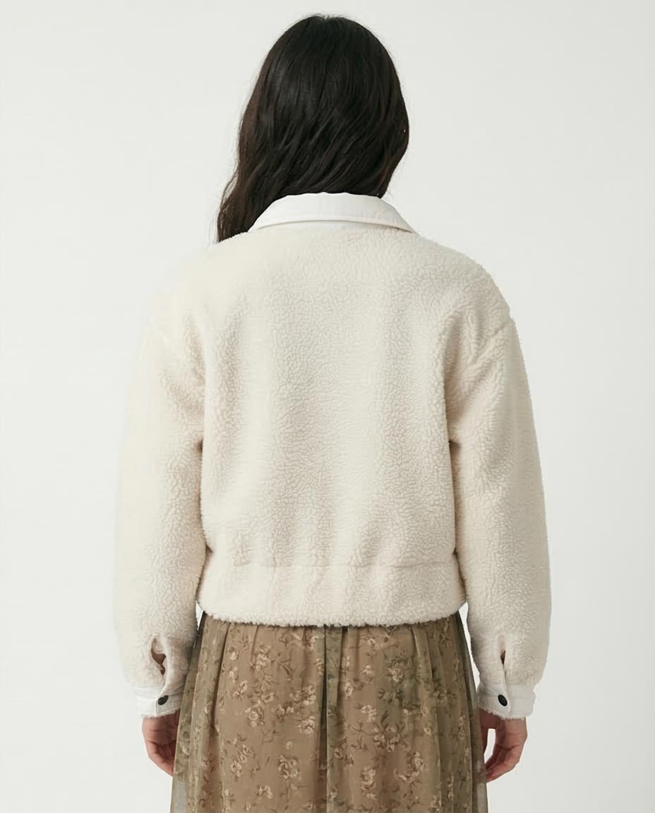 Ravin Women’s Two-Tone Sherpa Mixed-Media Jacket - Off White - o194916