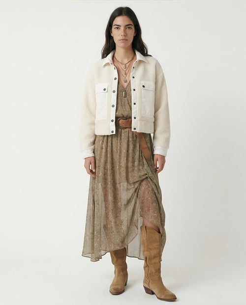 Ravin Women’s Two-Tone Sherpa Mixed-Media Jacket - Off White - o194916