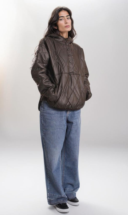 o194922-QUILTED PUFFER JACKET - BLACK