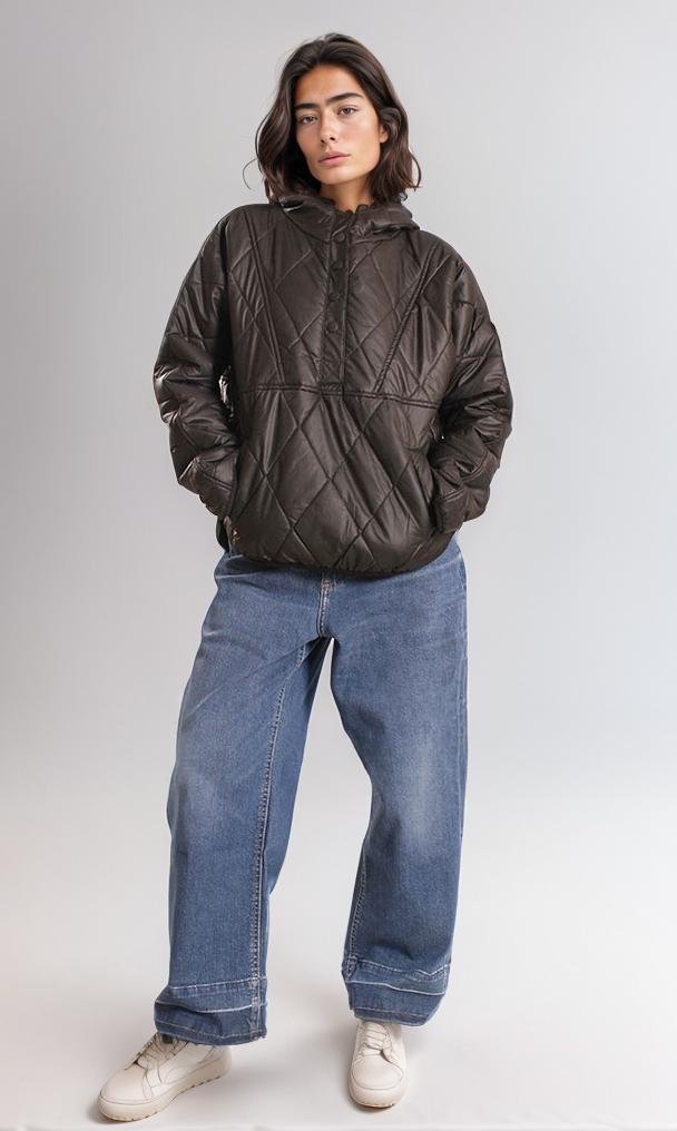 o194922-QUILTED PUFFER JACKET - BLACK