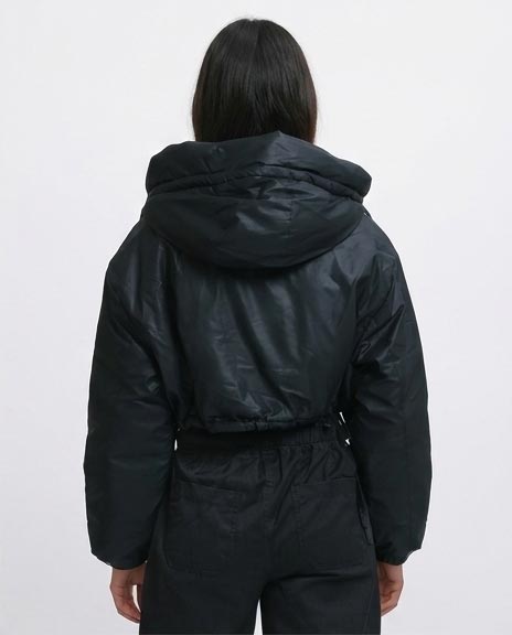 RAVIN | Women’s Hooded Cropped Puffer Jacket - Black - O194935
