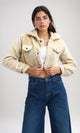 O194943 - Long Sleeves Faux Fur Hooded Jacket - Beige