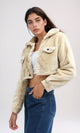 O194943 - Long Sleeves Faux Fur Hooded Jacket - Beige