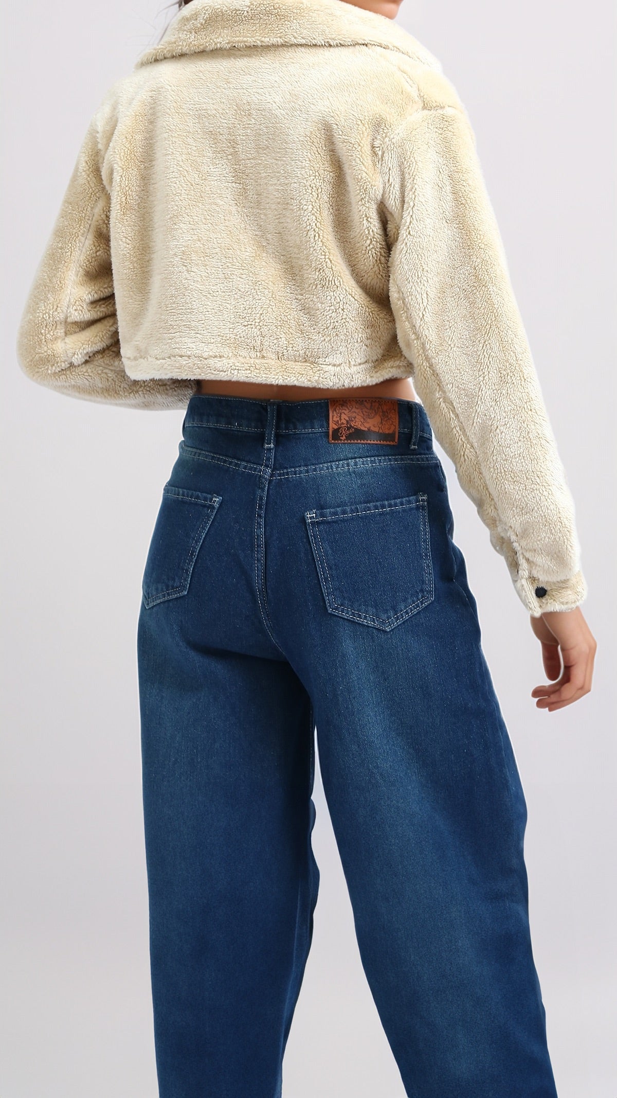 O194943 - Long Sleeves Faux Fur Hooded Jacket - Beige