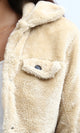 O194943 - Long Sleeves Faux Fur Hooded Jacket - Beige
