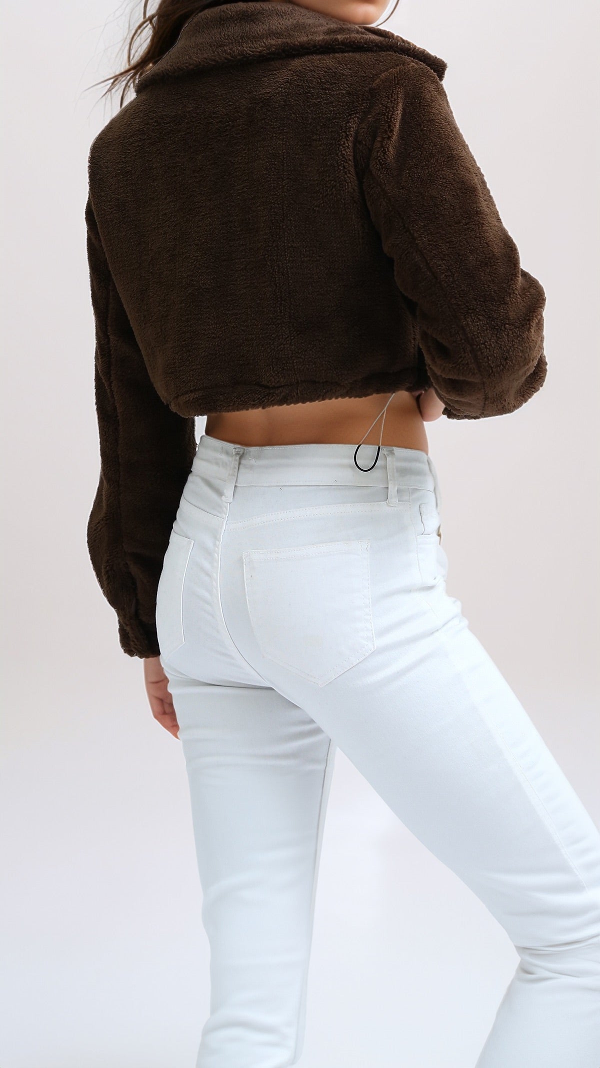 O194945 - Long Sleeves Faux Fur Brown Winter Jacket