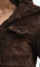 O194945 - Long Sleeves Faux Fur Brown Winter Jacket