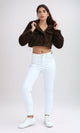 O194945 - Long Sleeves Faux Fur Brown Winter Jacket