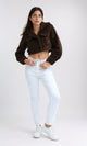 O194945 - Long Sleeves Faux Fur Brown Winter Jacket