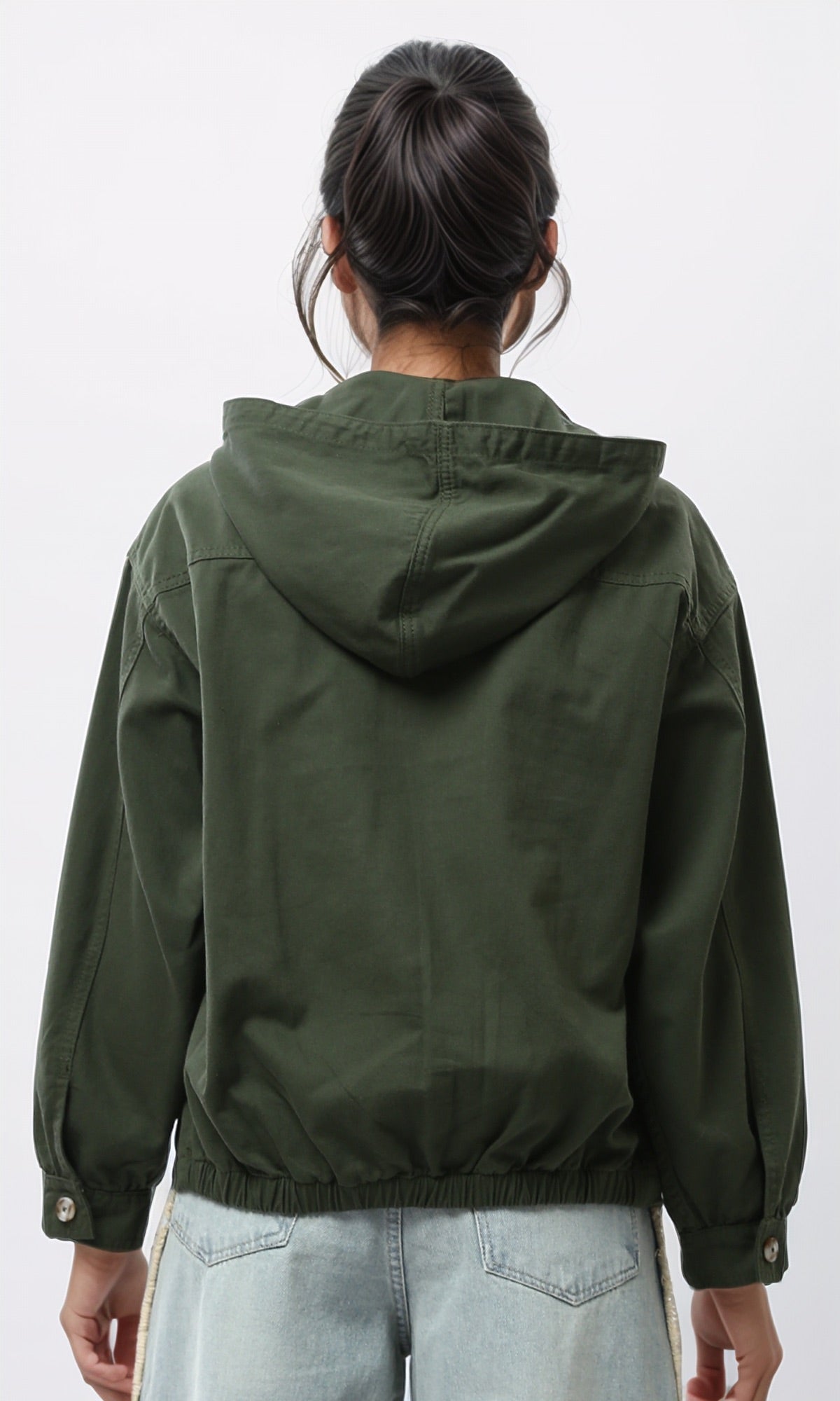Utility Khaki Hooded Gabardine Jacket - O194948