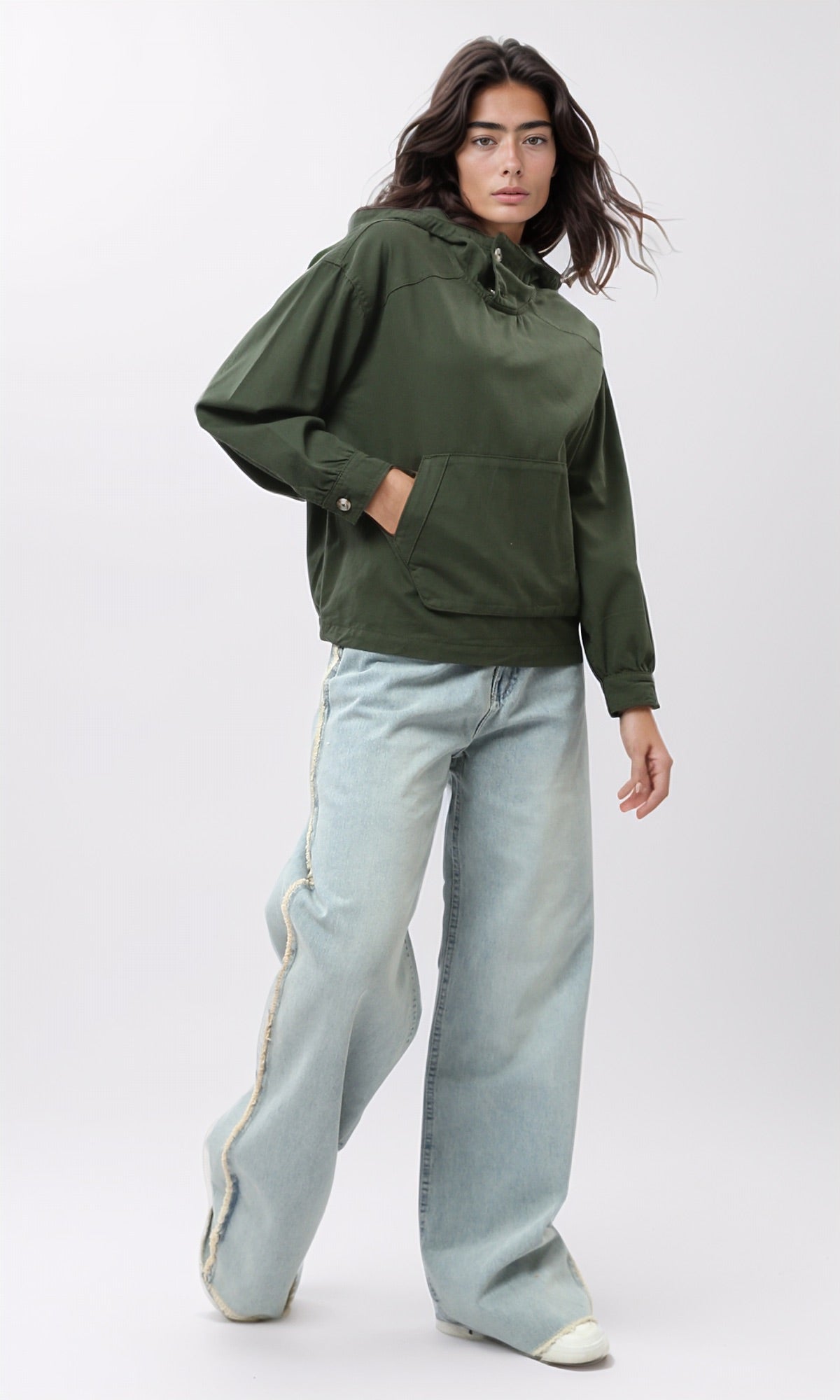 Utility Khaki Hooded Gabardine Jacket - O194948