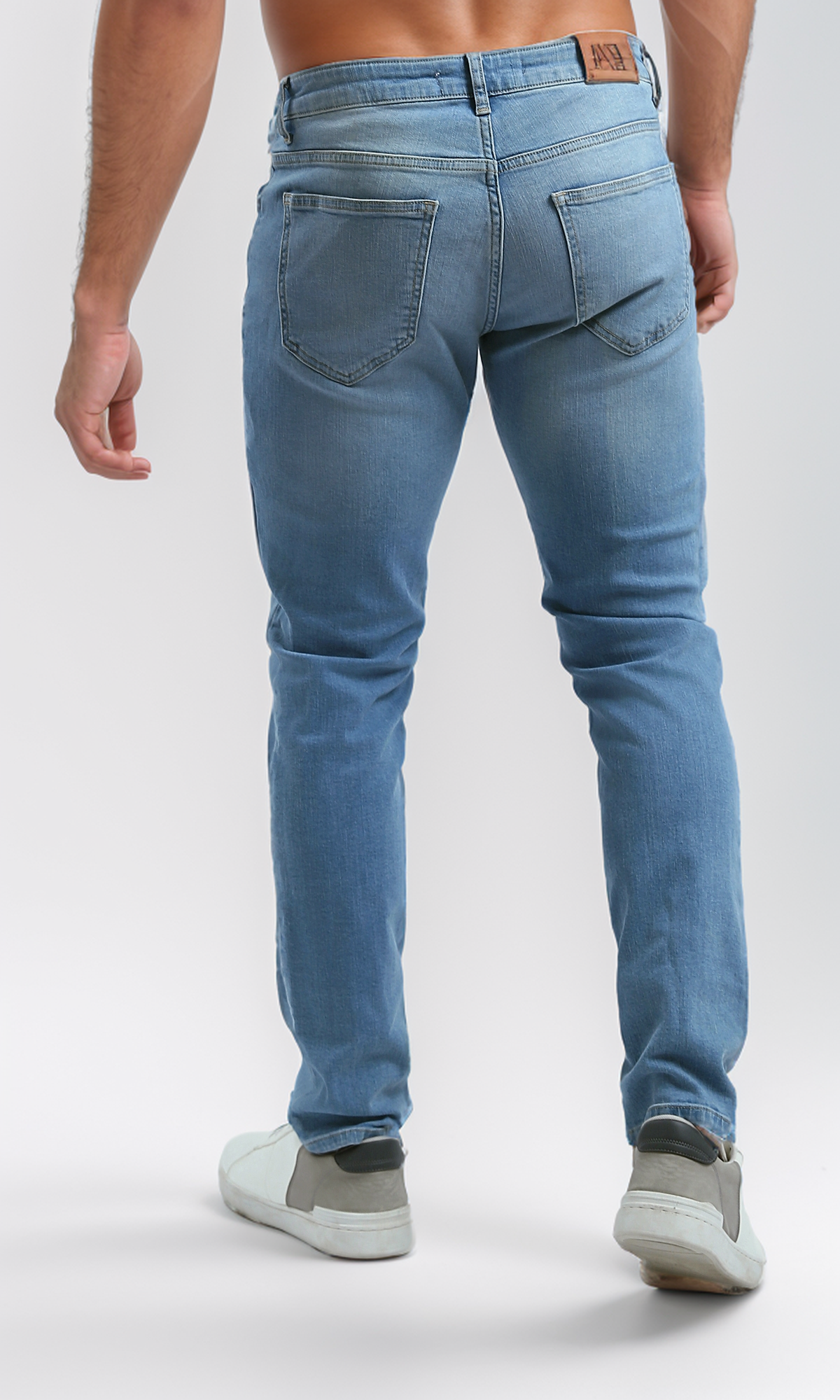 O194972 Light Blue Casual Jeans With Five Pockets
