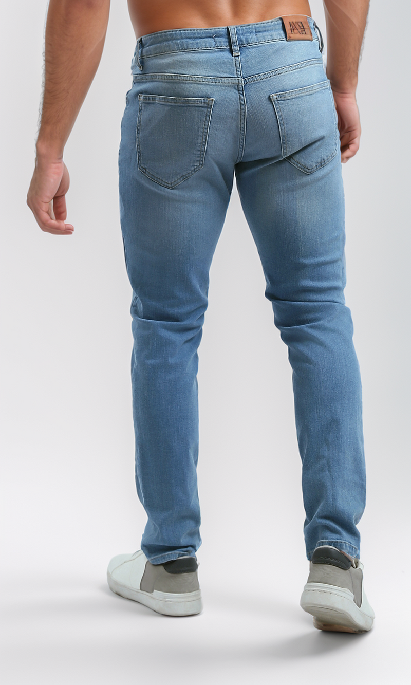 O194972 Light Blue Casual Jeans With Five Pockets