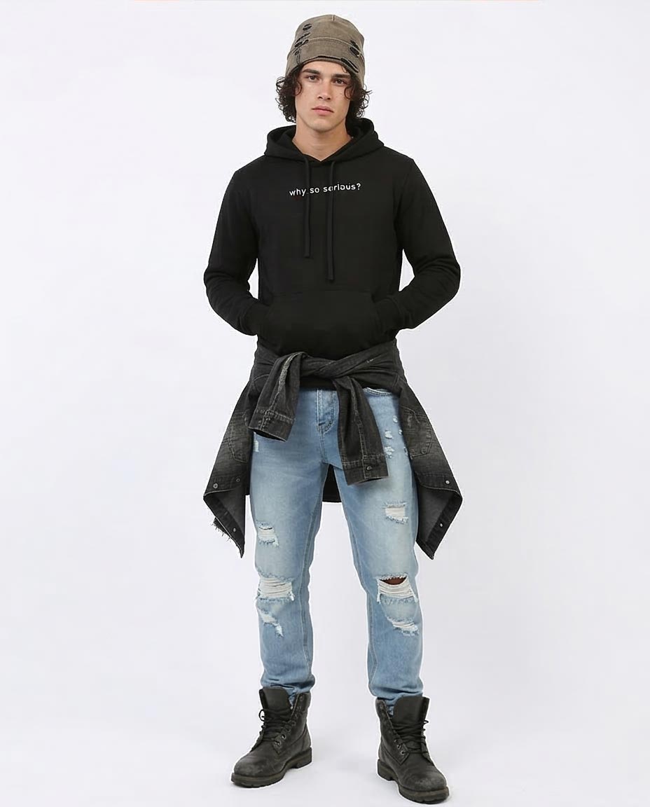 Ravin Men's "Why So Serious?" Graphic Hoodie – Black - O197331