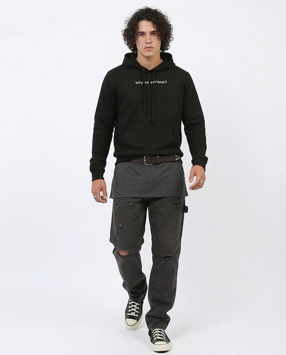 Ravin Men's "Why So Serious?" Graphic Hoodie – Black - O197331