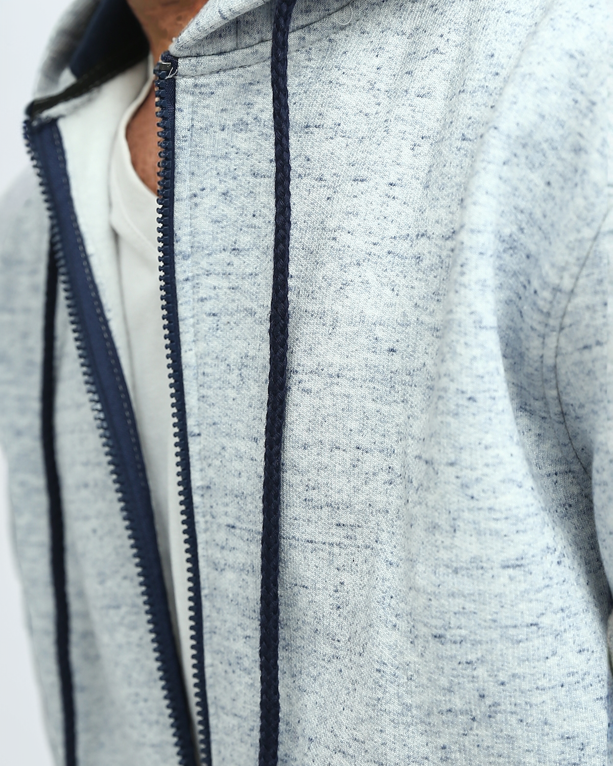Ravin Contrast-Trim Marl Zip-Up Hoodie – Light Blue - o197336