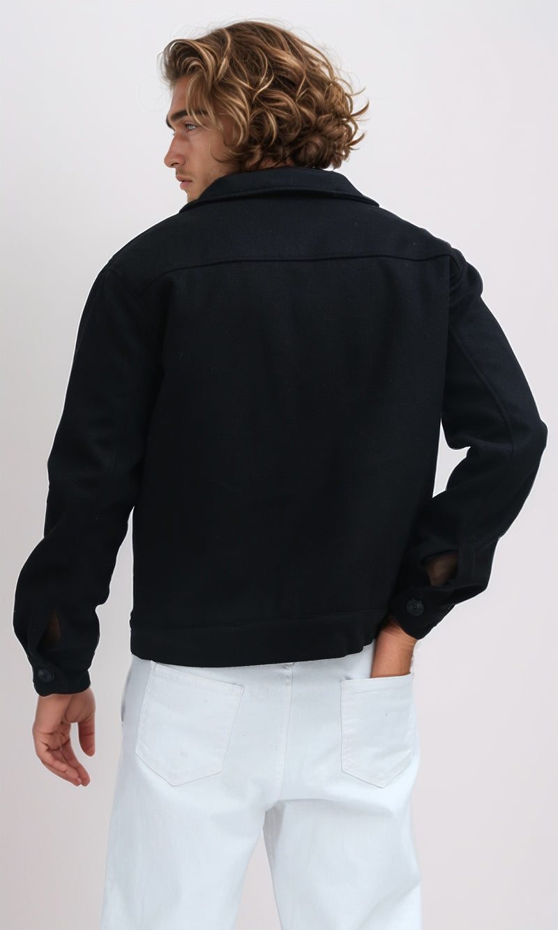 O197469 - Long Sleeves Comfy Textured Jacket - Black