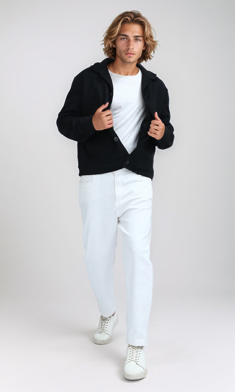 O197469 - Long Sleeves Comfy Textured Jacket - Black