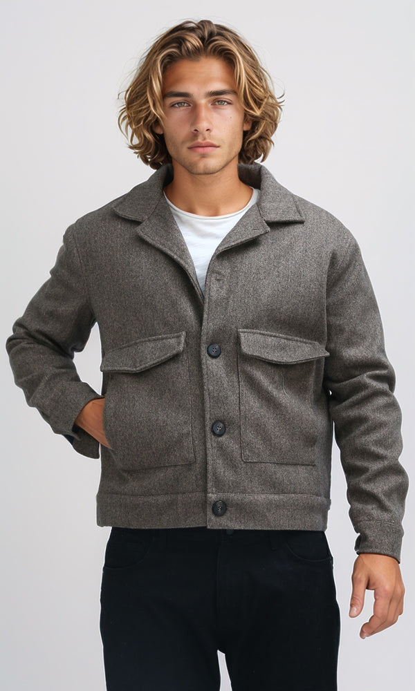 O197470 Winter Wool Heather Beige Jacket With Long Sleeves