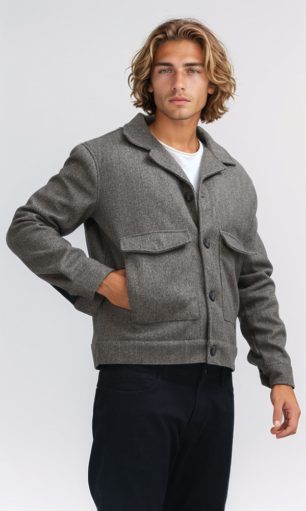 O197470 Winter Wool Heather Beige Jacket With Long Sleeves