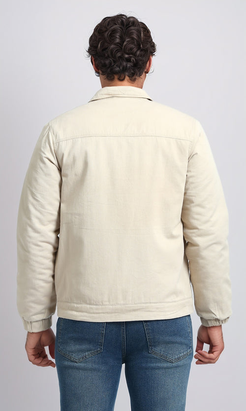 O197477 - Casual Regular Fit Zipped Jacket - Beige