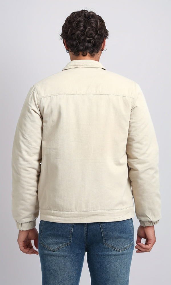 O197477 - Casual Regular Fit Zipped Jacket - Beige