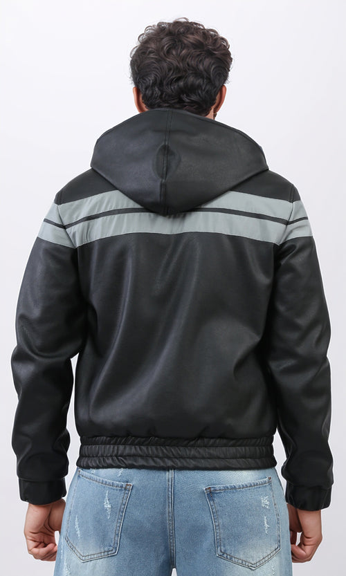 o197486 - PU Fly Jacket with Long Sleeves - Black