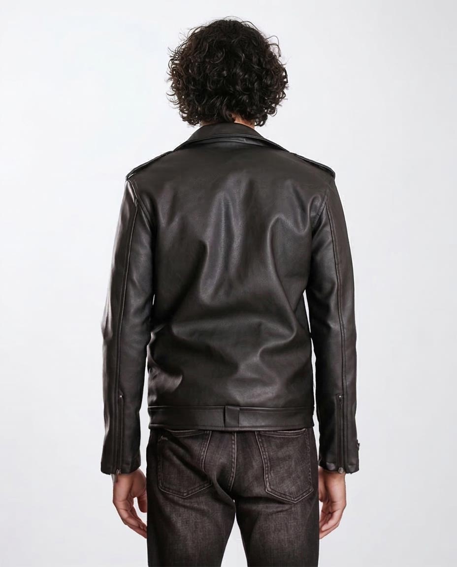 Ravin Men's Asymmetrical Faux-Leather Biker Jacket - Black - O197487