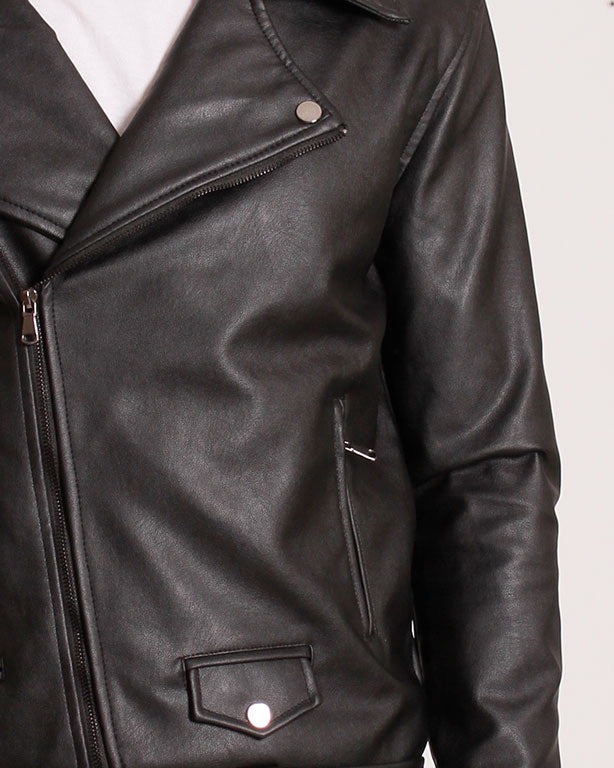 Ravin Men's Asymmetrical Faux-Leather Biker Jacket - Black - O197487