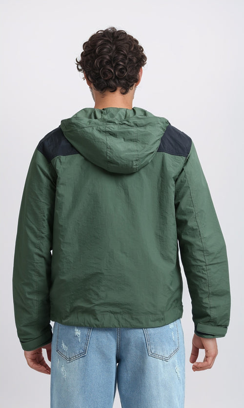 O197497 - Regular Fit Hooded Puffer Jacket - Dark Green