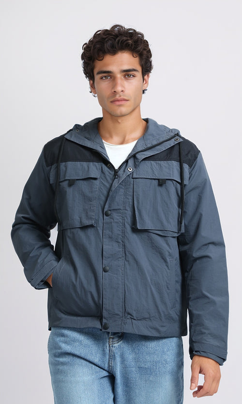 O197498 - Winter Puffer Jacket With Front Pockets - Dark Grey