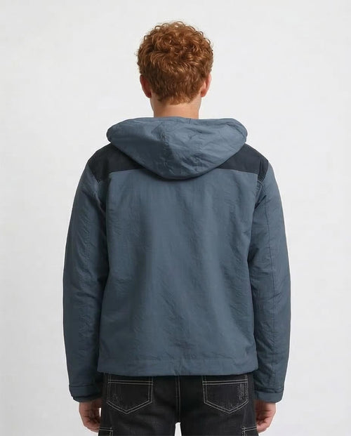 Ravin Men’s Hooded Utility Jacket – Color-Block - Dark Grey - O197498