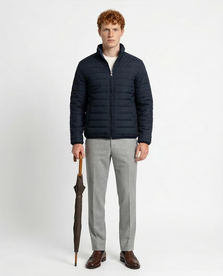 Ravin Men's Reversible Quilted Puffer Jacket - Navy - O197507